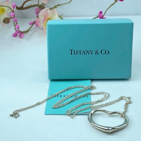 Tiffany & Co Sterling Silver Elsa Peretti Large 27mm Heart Necklace 20" JR349